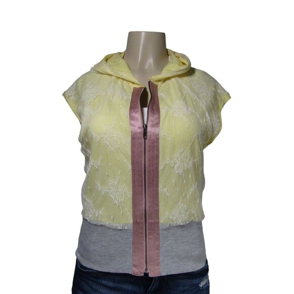 PHILIP LIM Development Y2K FAIRY Cottagecore Knit LACE Pastel Zip Hoody Top M - Picture 2 of 13